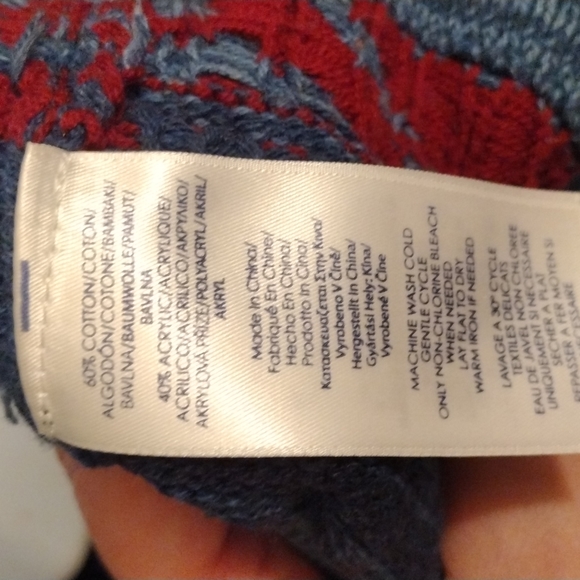 Chaps Denim green blue and red Aztec print button down sweater  vest siz… - Picture 6 of 6